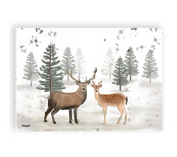 kerstkaart eland en hert kerstkaart eland en hert